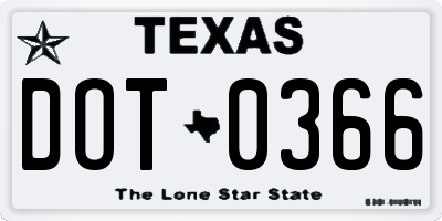 TX license plate DOT0366