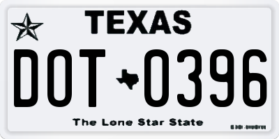 TX license plate DOT0396