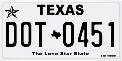 TX license plate DOT0451