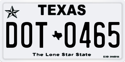 TX license plate DOT0465