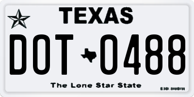 TX license plate DOT0488