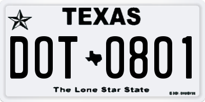 TX license plate DOT0801