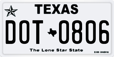 TX license plate DOT0806