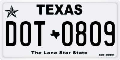 TX license plate DOT0809