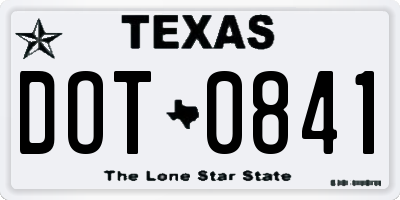 TX license plate DOT0841