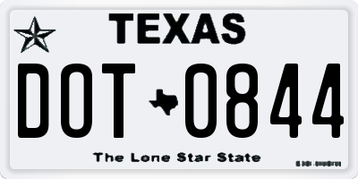 TX license plate DOT0844