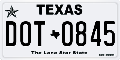 TX license plate DOT0845