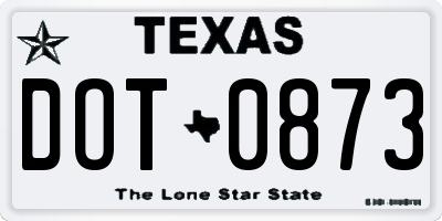 TX license plate DOT0873