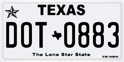 TX license plate DOT0883
