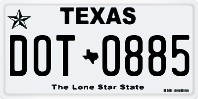 TX license plate DOT0885