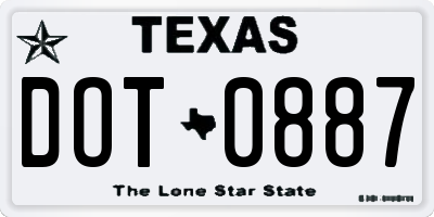 TX license plate DOT0887