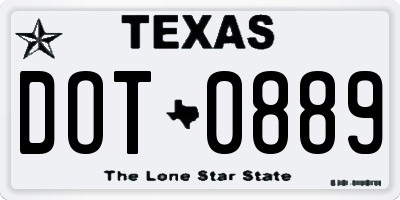 TX license plate DOT0889