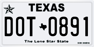 TX license plate DOT0891
