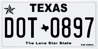 TX license plate DOT0897