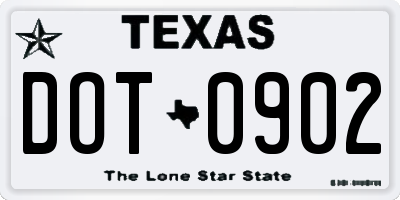 TX license plate DOT0902