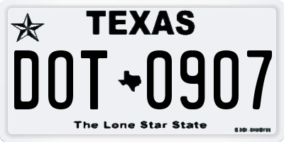 TX license plate DOT0907