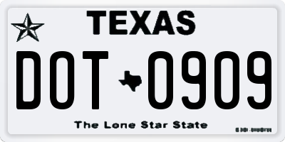 TX license plate DOT0909