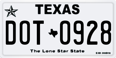 TX license plate DOT0928