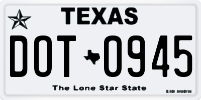 TX license plate DOT0945