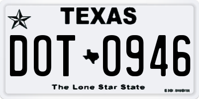 TX license plate DOT0946
