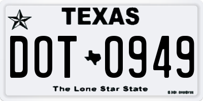 TX license plate DOT0949