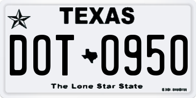 TX license plate DOT0950