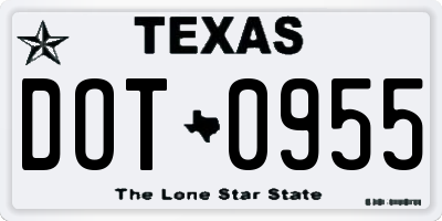TX license plate DOT0955