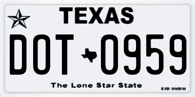 TX license plate DOT0959