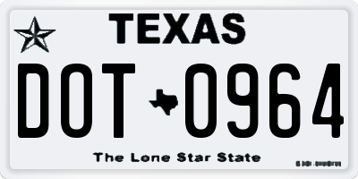 TX license plate DOT0964