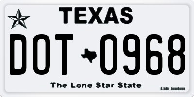 TX license plate DOT0968