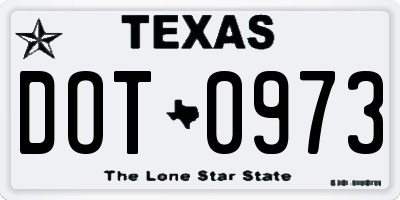 TX license plate DOT0973