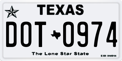 TX license plate DOT0974