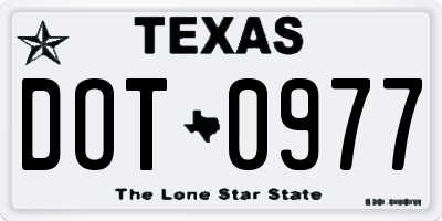 TX license plate DOT0977