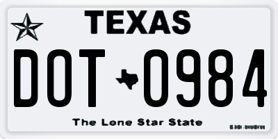 TX license plate DOT0984