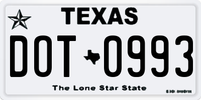 TX license plate DOT0993
