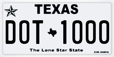 TX license plate DOT1000