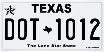 TX license plate DOT1012