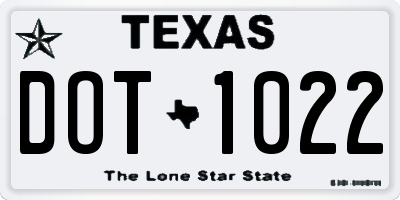 TX license plate DOT1022