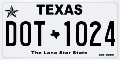 TX license plate DOT1024