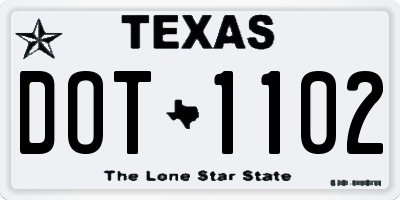 TX license plate DOT1102