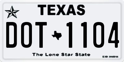 TX license plate DOT1104