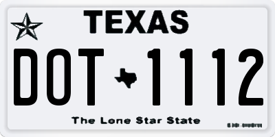 TX license plate DOT1112