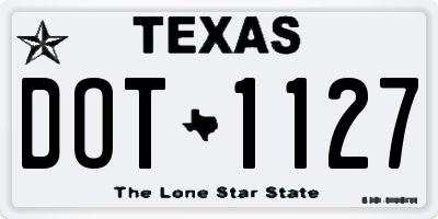 TX license plate DOT1127