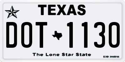 TX license plate DOT1130