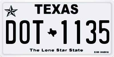 TX license plate DOT1135