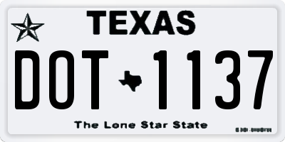 TX license plate DOT1137