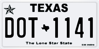 TX license plate DOT1141