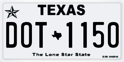 TX license plate DOT1150