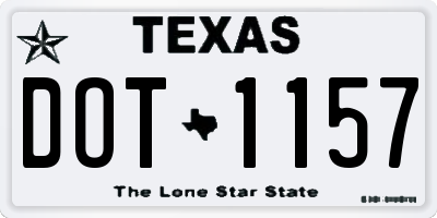 TX license plate DOT1157