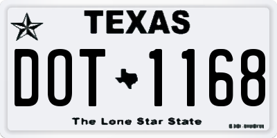 TX license plate DOT1168